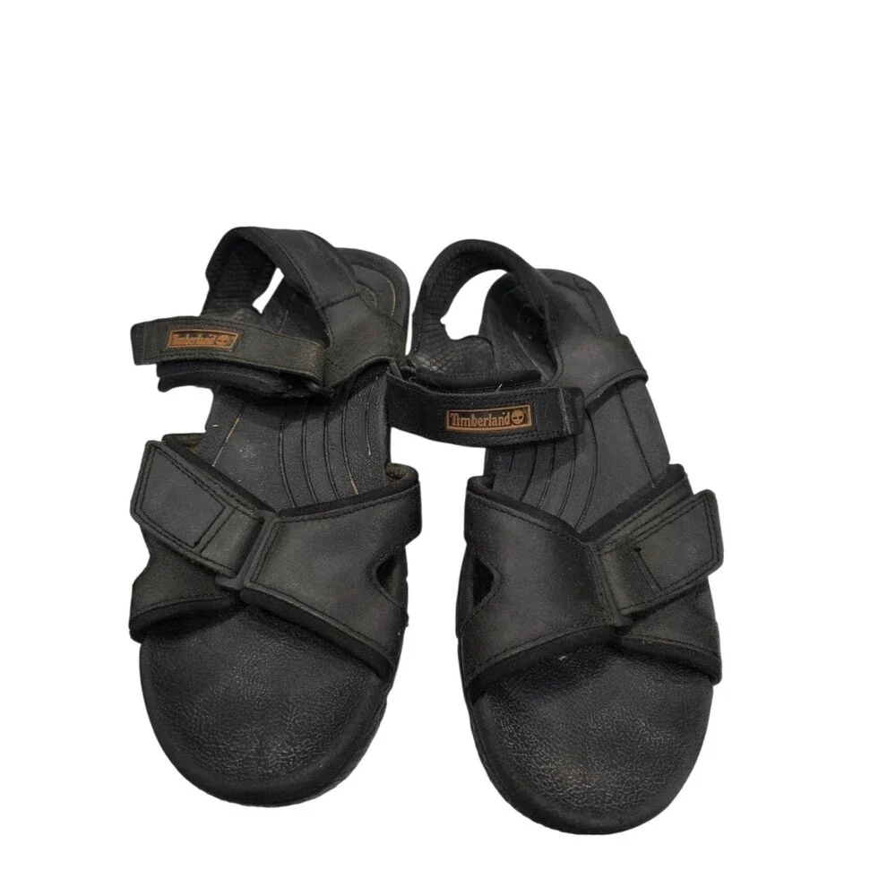Timberland Sport Sandals Black Leather Athletic Mens US 10.5 Adjustable Straps